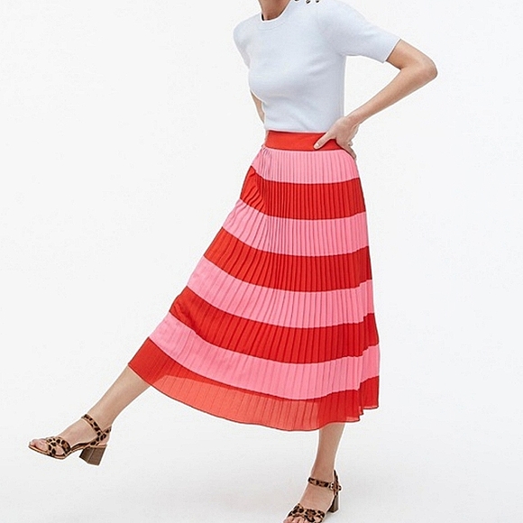 J. Crew Dresses & Skirts - J.Crew Striped pleated Midi Skirt size 10